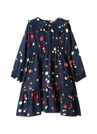 Viscose Dress With A Ruffled Collar