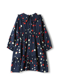 Viscose dress with a ruffled collar