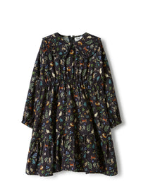 Viscose dress with a ruffled collar