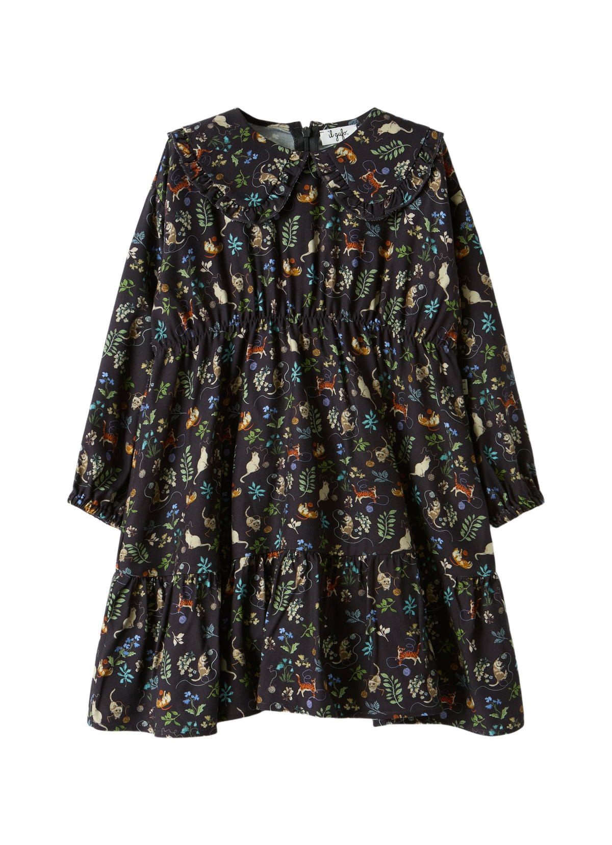 Viscose Dress With A Ruffled Collar