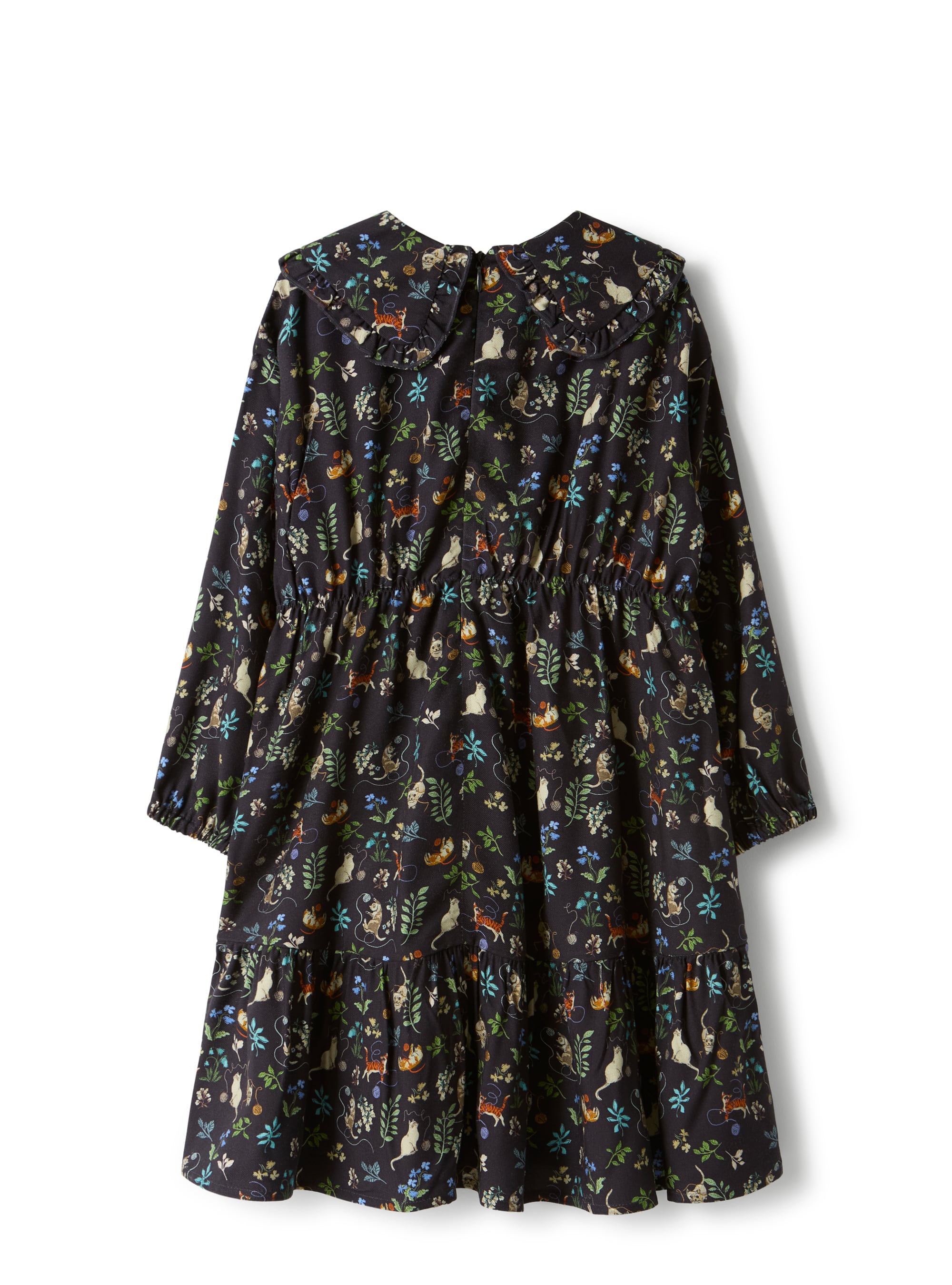 Viscose dress with a ruffled collar