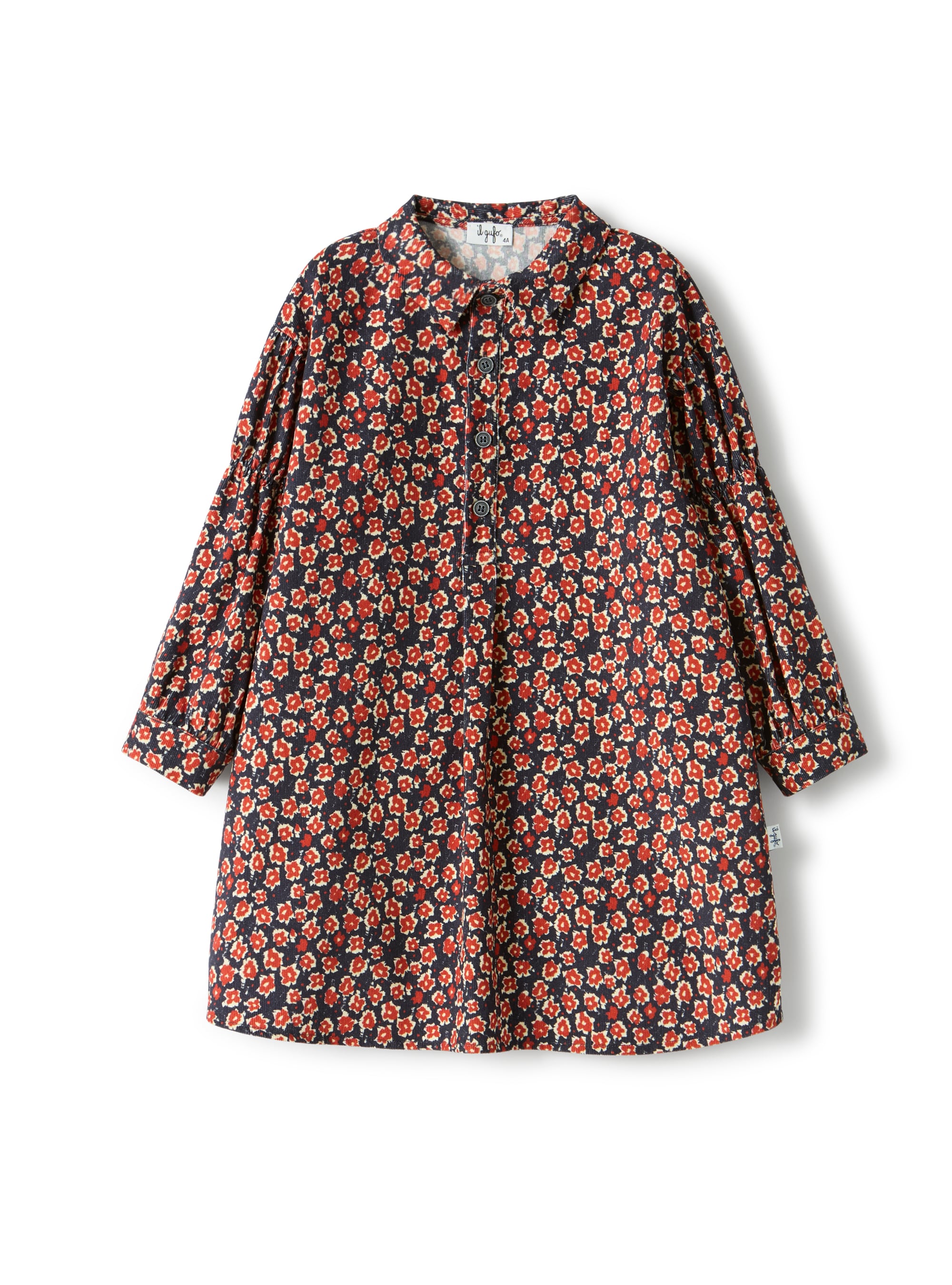 Corduroy dress with floral print