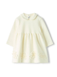 Fleece dress with appliqué flowers