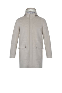 Manteau à capuche avec motif en laine - Beige
