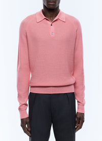 Wool rice stitch polo shirt - Light pink
