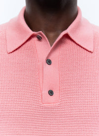 Wool rice stitch polo shirt - Light pink