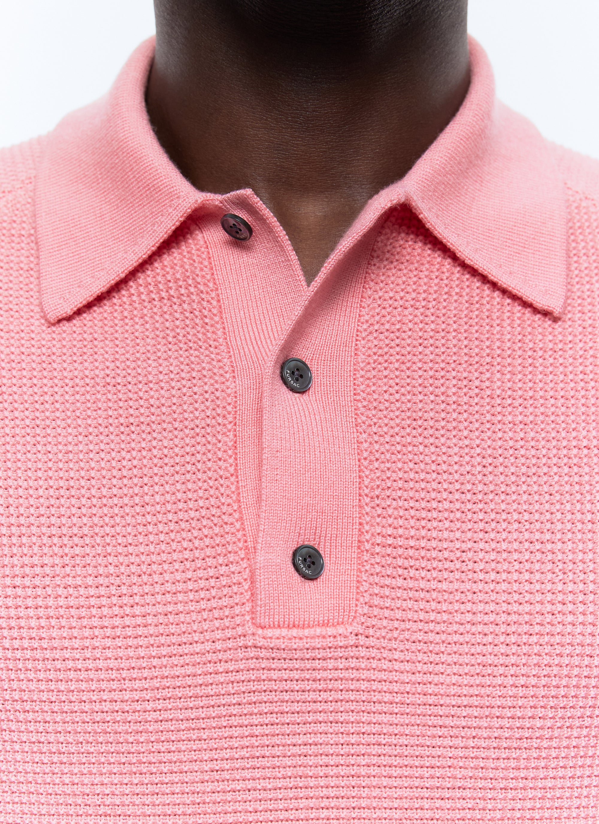 Wool rice stitch polo shirt - Light pink