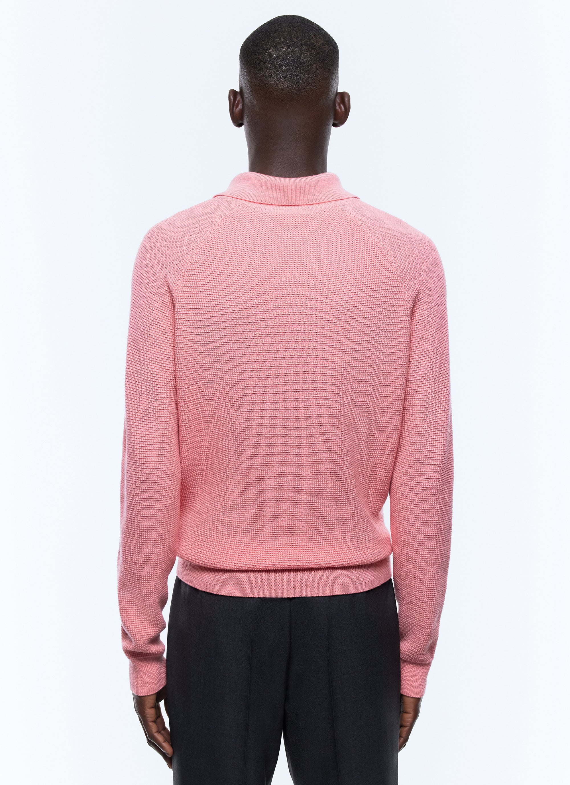 Wool rice stitch polo shirt - Light pink