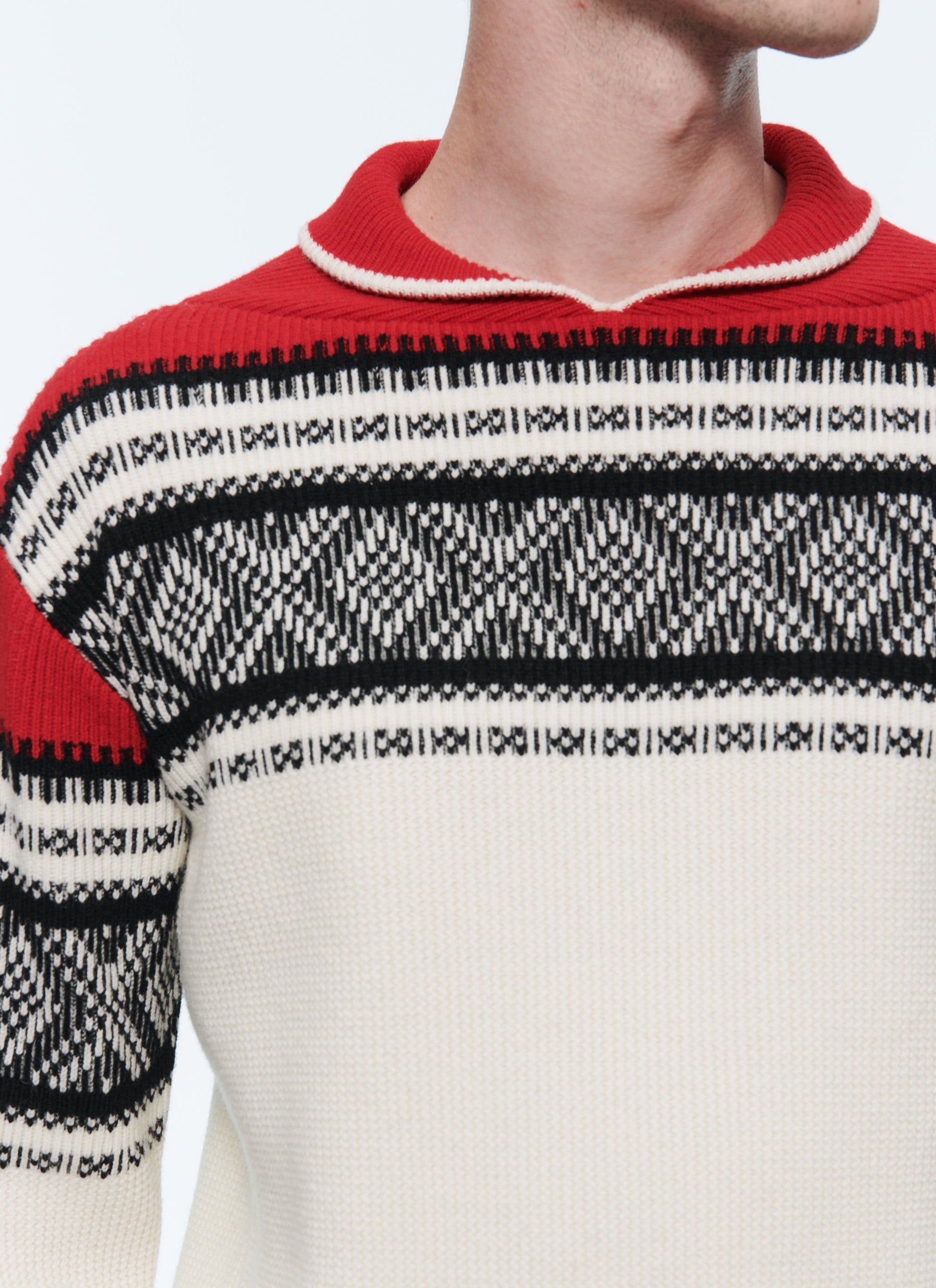 Pull en laine mélangée à motif fantaisie - Écru