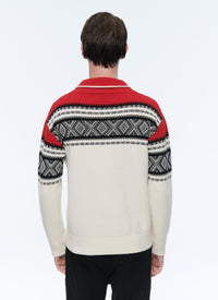 Pull en laine mélangée à motif fantaisie - Écru