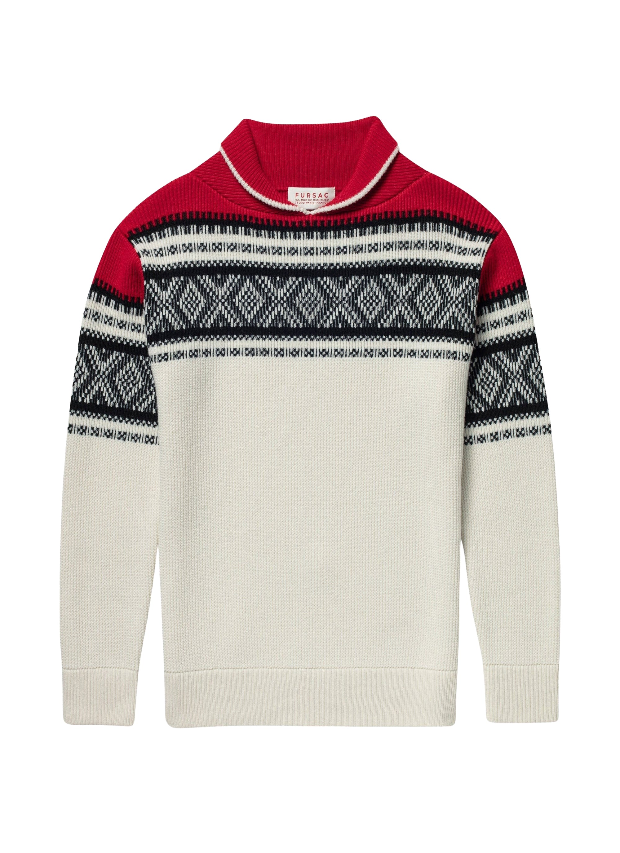 Pull en laine mélangée à motif fantaisie - Écru