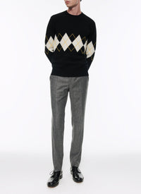 Pull en laine et cachemire à motif fantaisie - Noir