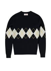 Pull en laine et cachemire à motif fantaisie - Noir