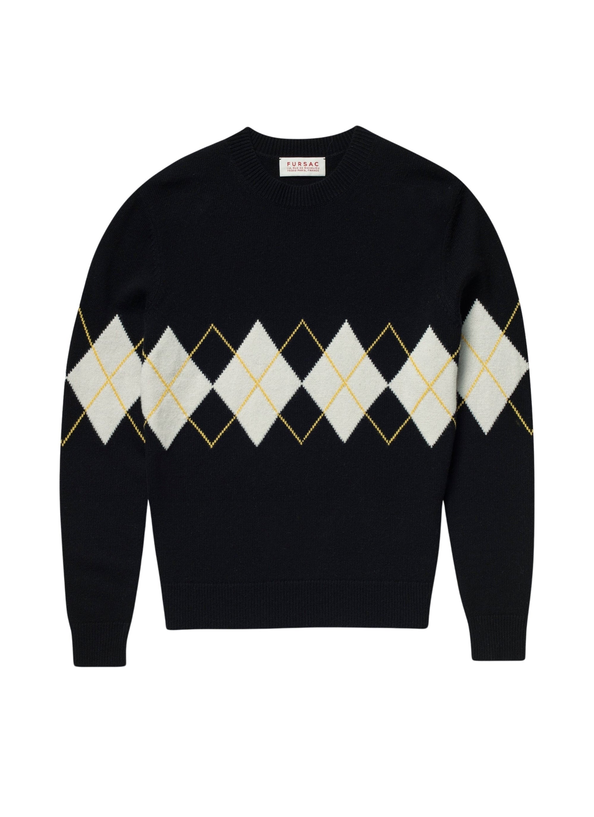 Pull en laine et cachemire à motif fantaisie - Noir