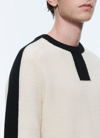 Pull en laine à bandes - Ecru