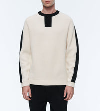 Pull en laine à bandes - Ecru