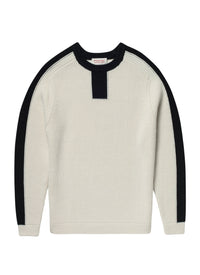 Pull en laine à bandes - Ecru