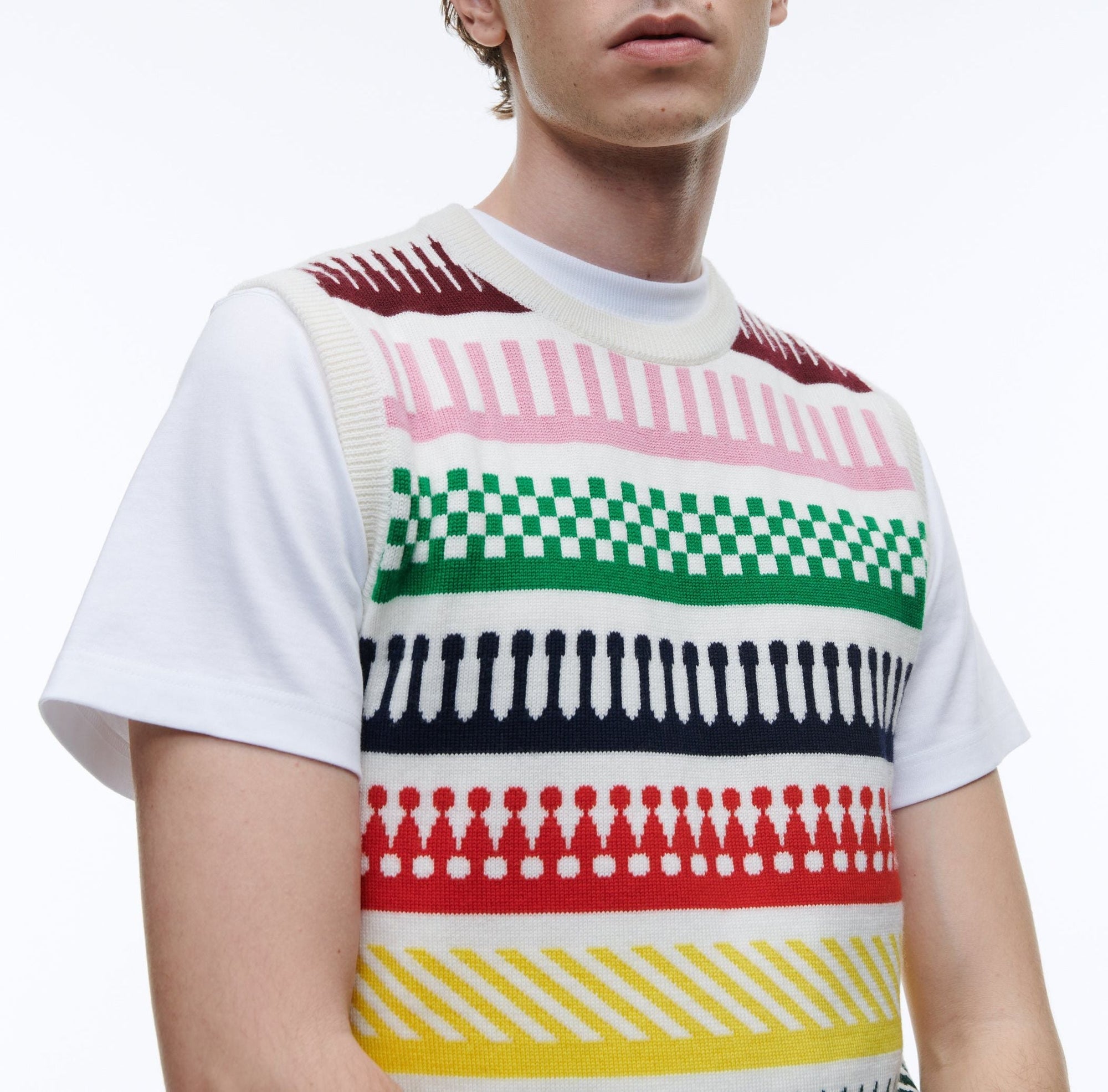 Pull sans manche en laine - Écru