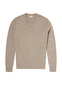 Pull à col V en laine - Camel