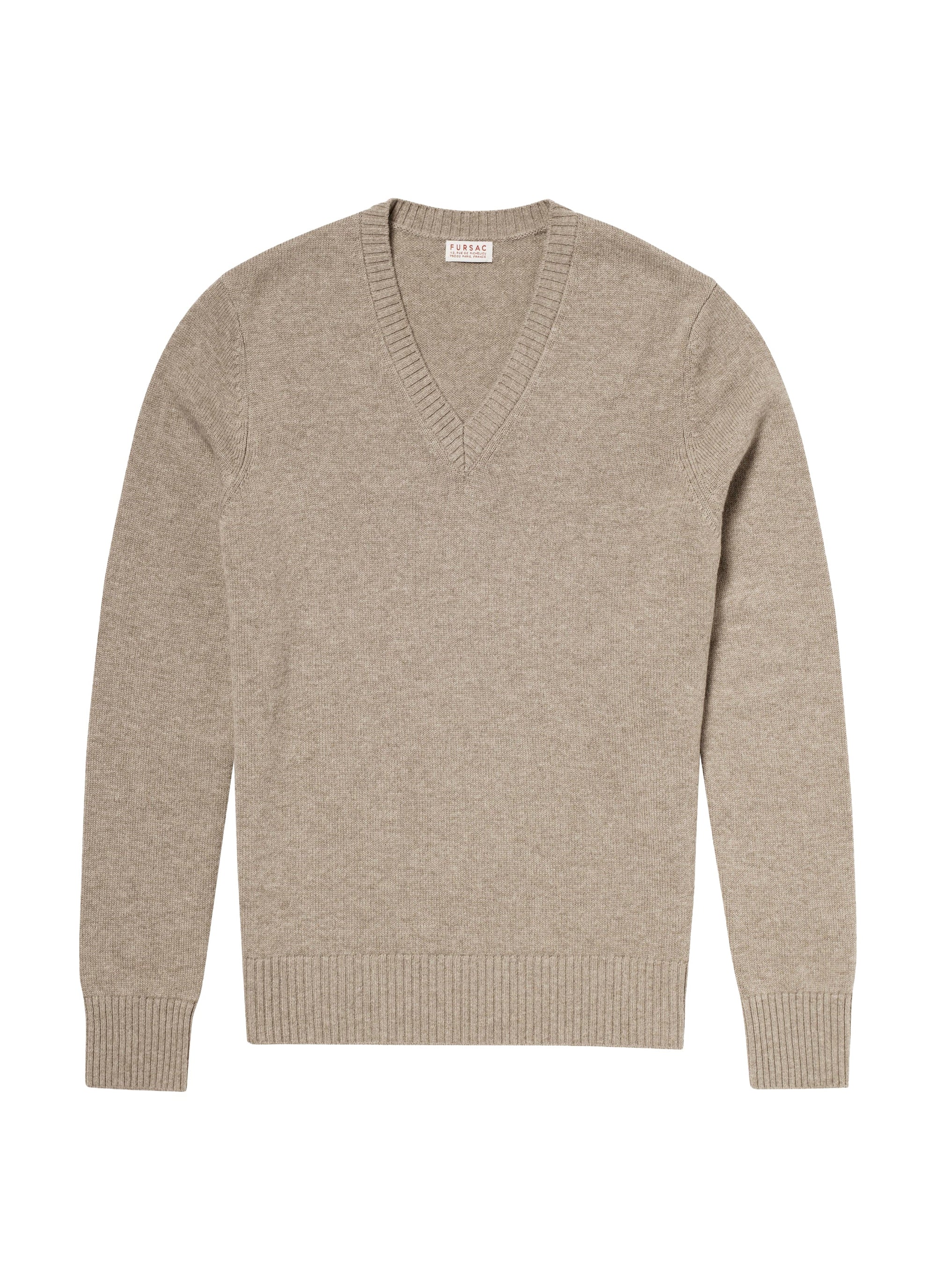 Pull à col V en laine - Camel