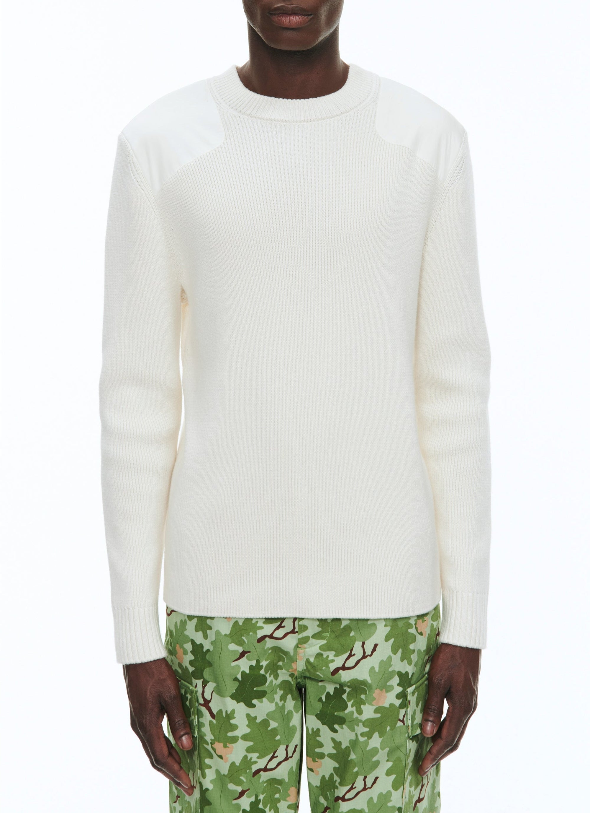 Pull épaules et coudières - Ecru