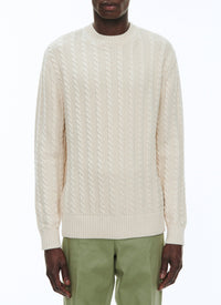 Pull à torsades en laine - Naturel