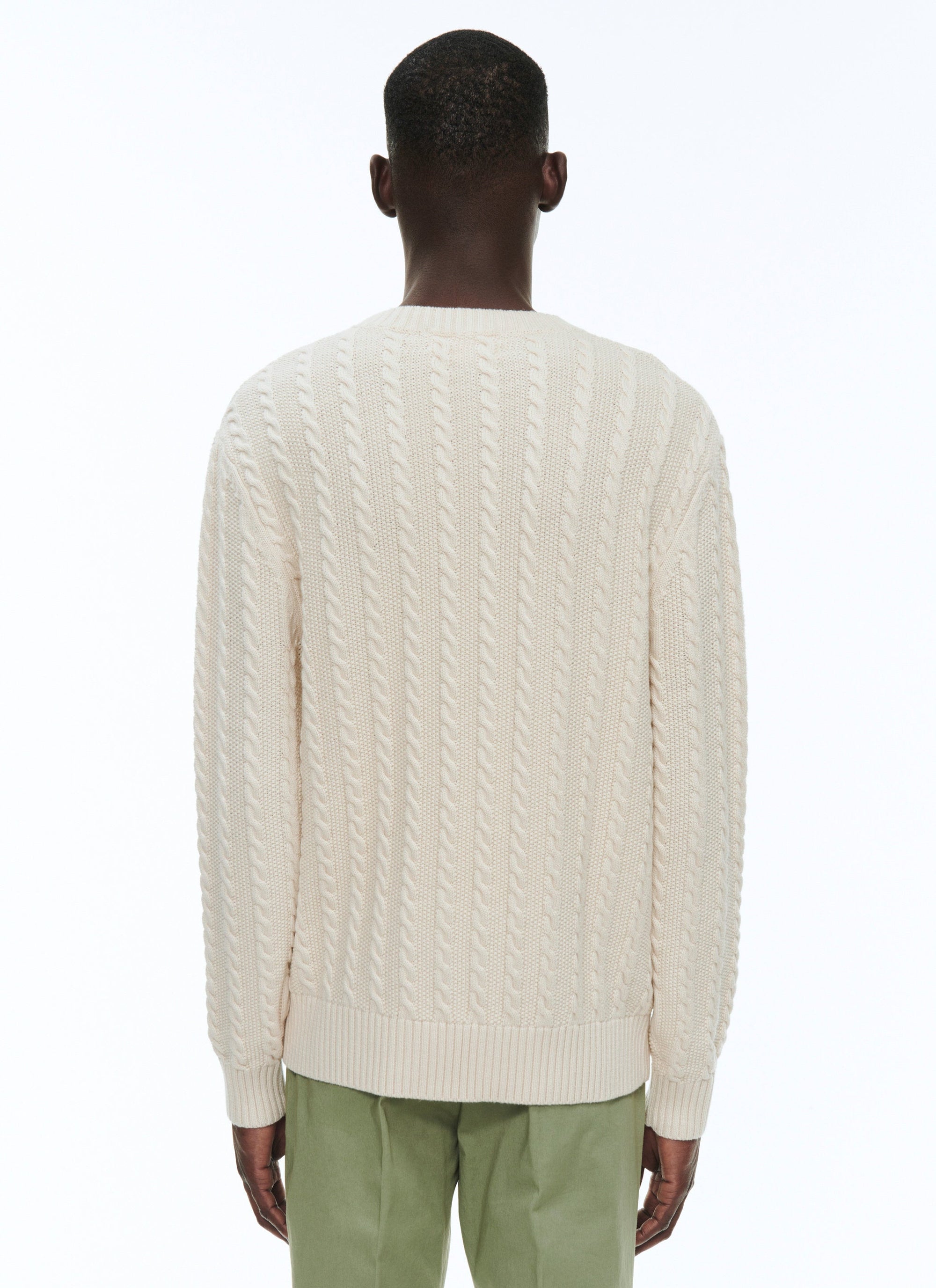 Pull à torsades en laine - Naturel