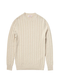 Pull à torsades en laine - Naturel