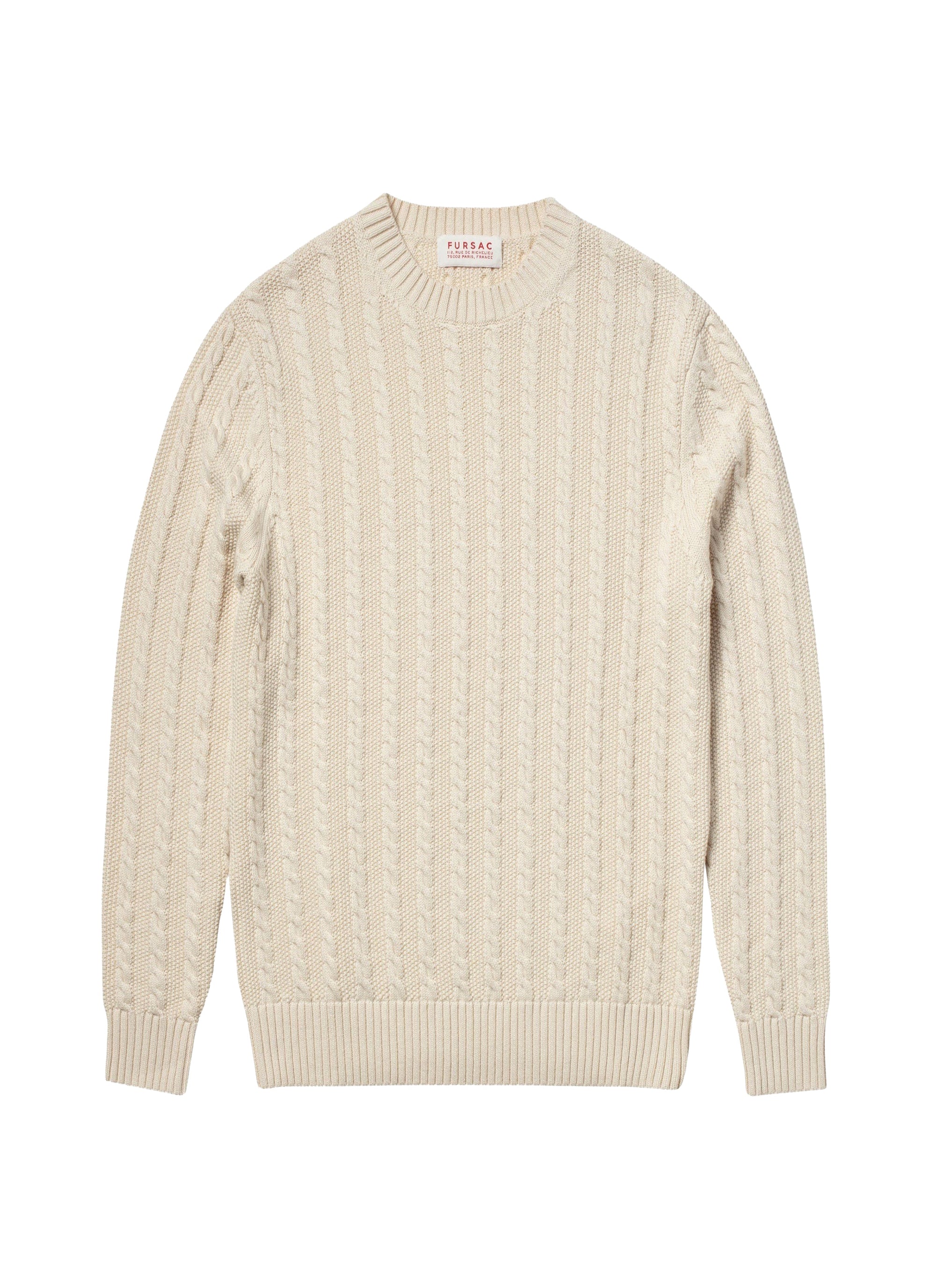 Pull à torsades en laine - Naturel