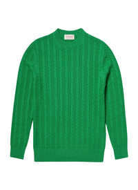 Pull à torsades en laine et coton - Vert