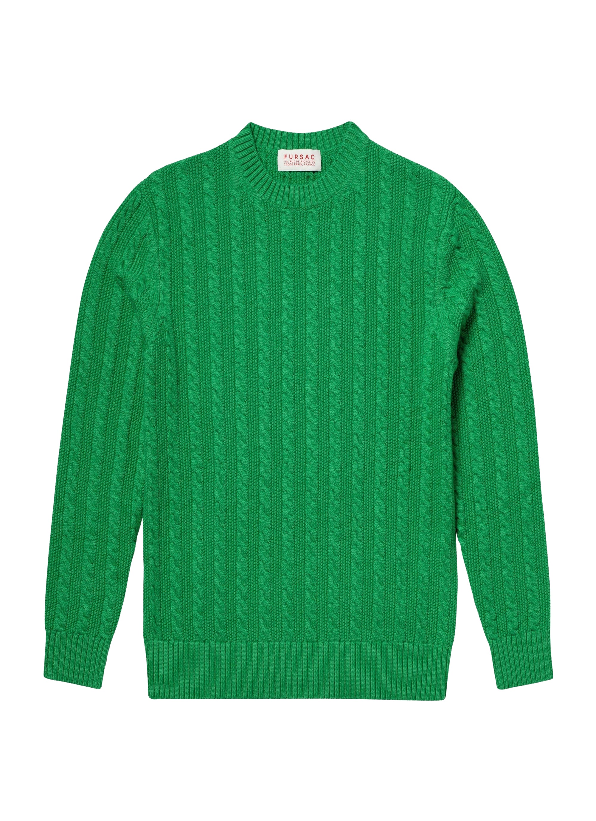 Pull à torsades en laine et coton - Vert