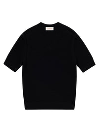 Wool and cotton openwork T-shirt - Black