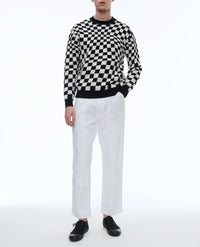 Pull à carreaux en laine - Noir