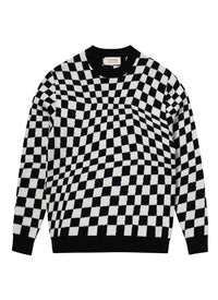 Pull à carreaux en laine - Noir