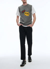 Pull sans manche Comics en laine mélangée - Gris