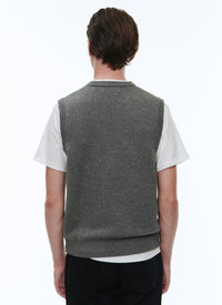 Pull sans manche Comics en laine mélangée - Gris