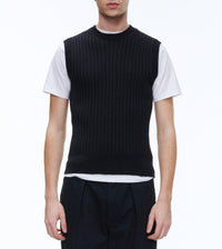 Pull sans manche en laine et coton biologique - Bleu marine