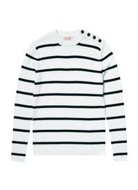 Pull à rayures en laine - Écru