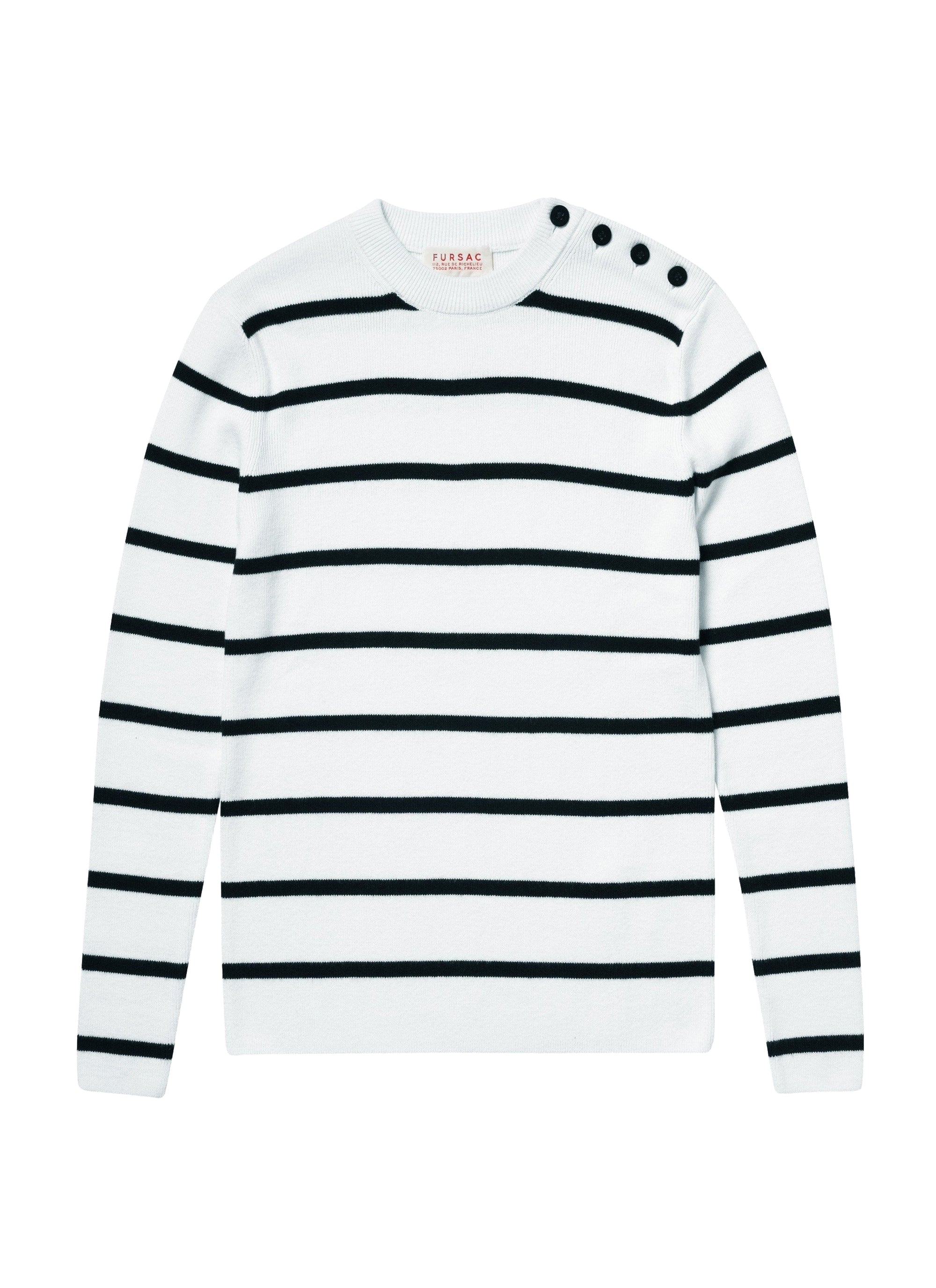 Pull à rayures en laine - Écru