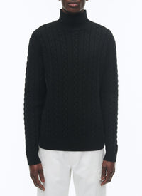 Pull torsadé en laine - Noir
