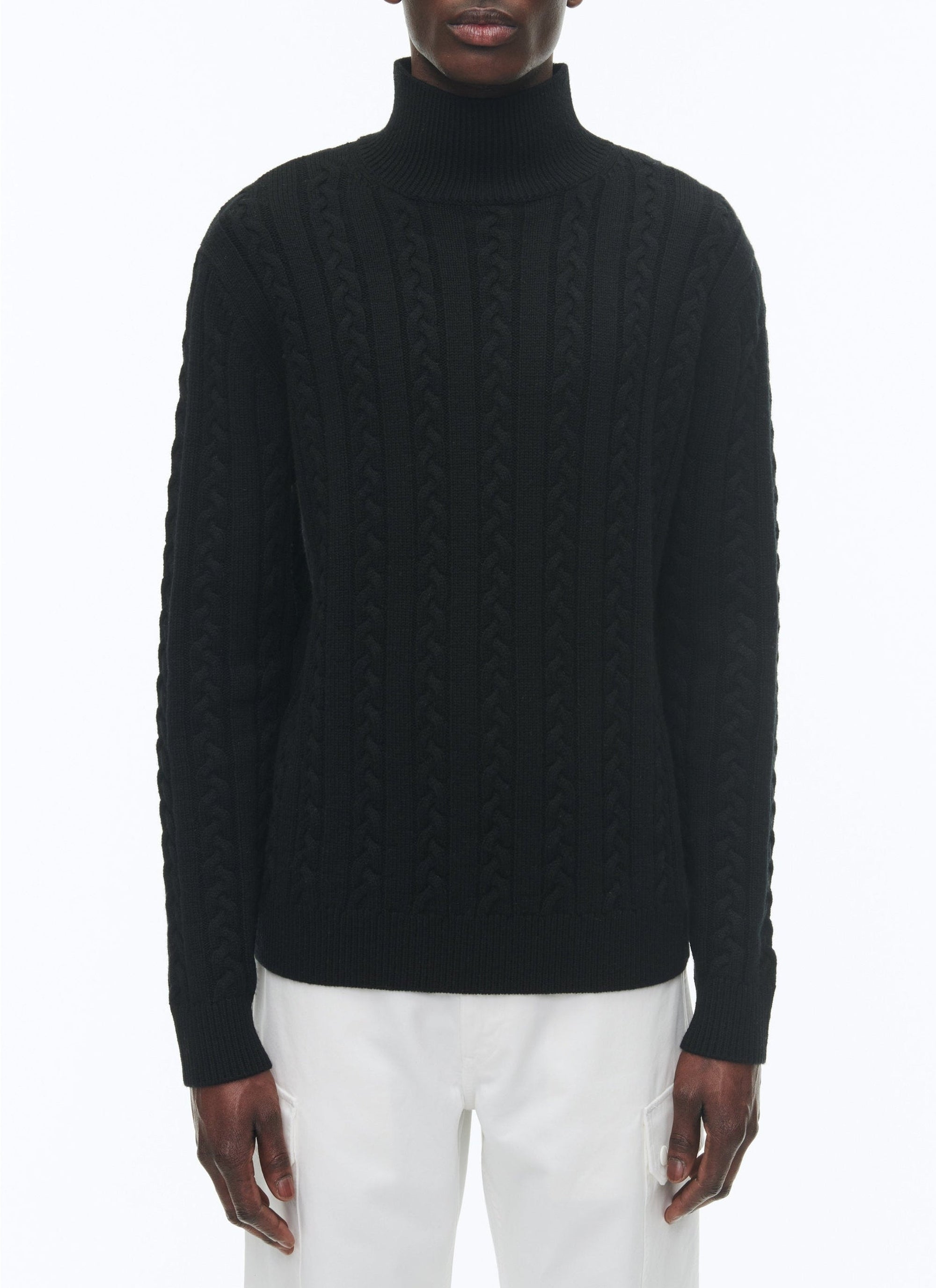 Pull torsadé en laine - Noir