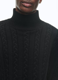 Pull torsadé en laine - Noir
