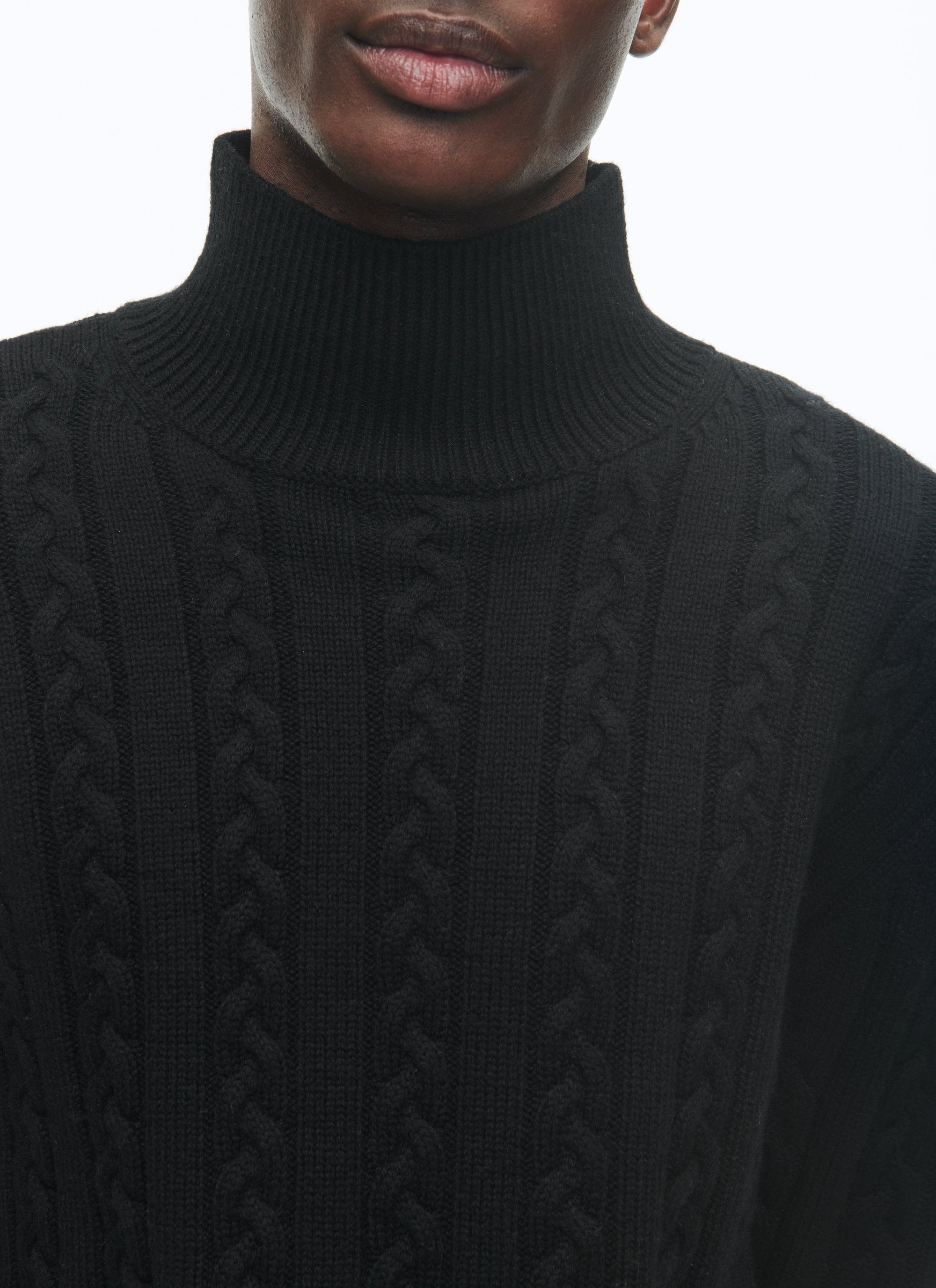 Pull torsadé en laine - Noir