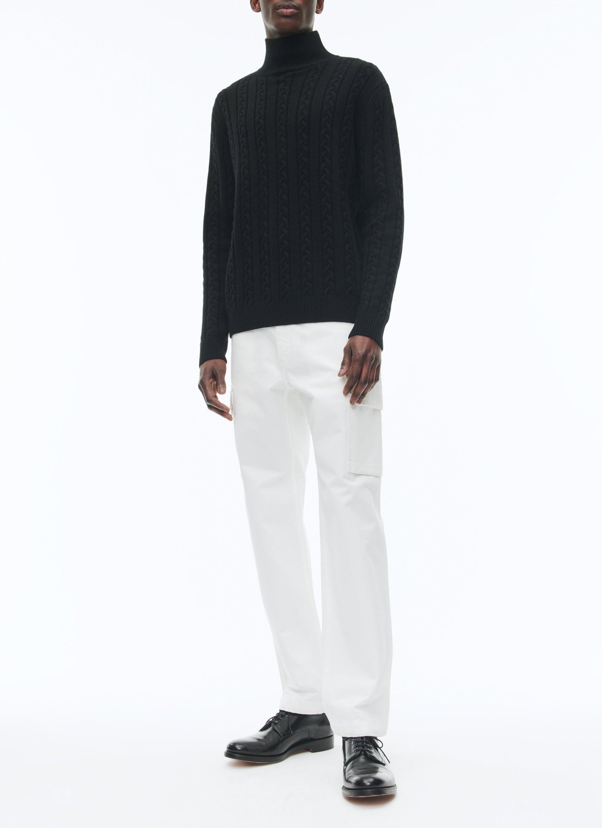 Pull torsadé en laine - Noir