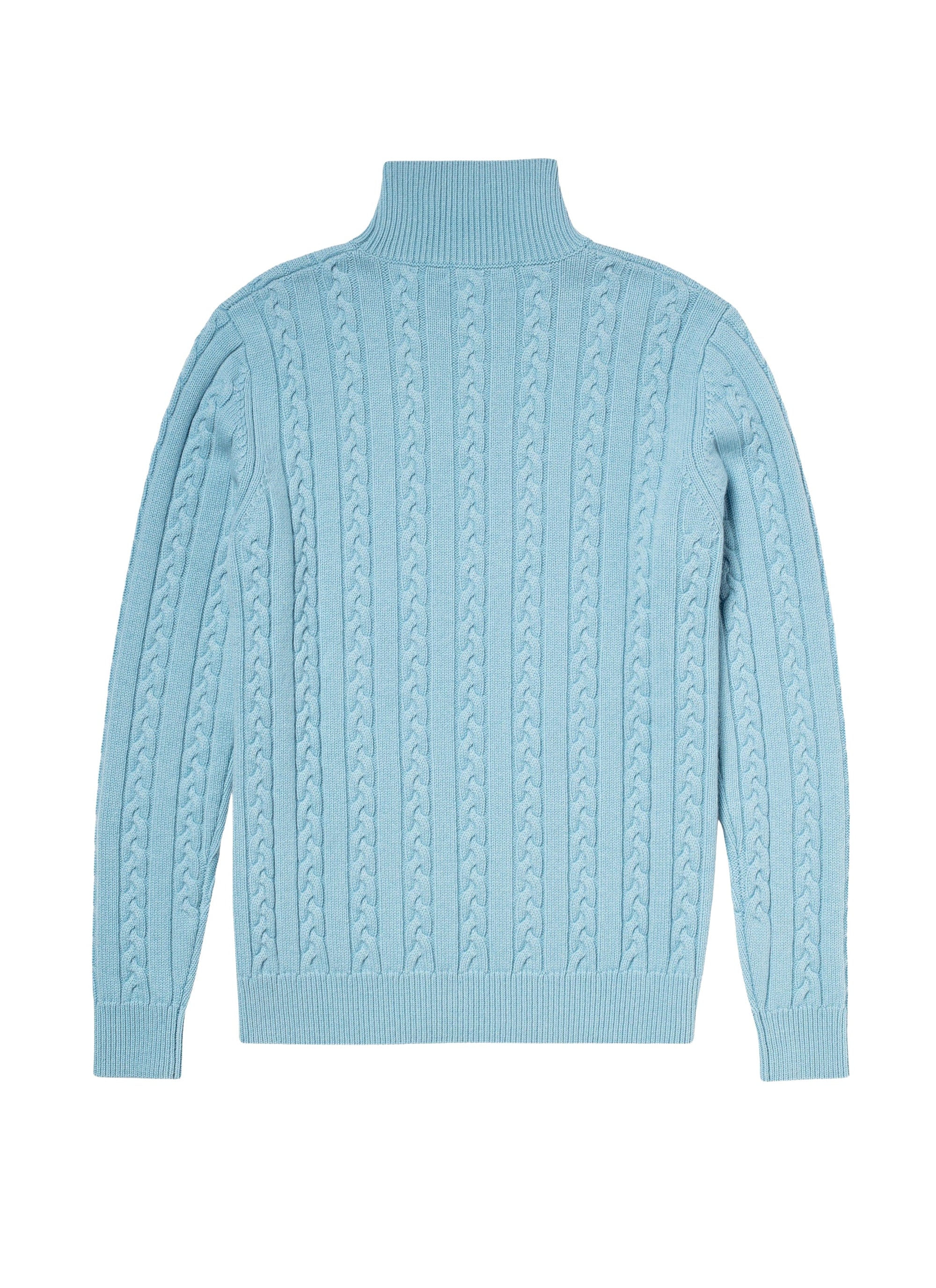 Pull torsadé en laine - Bleu Givre