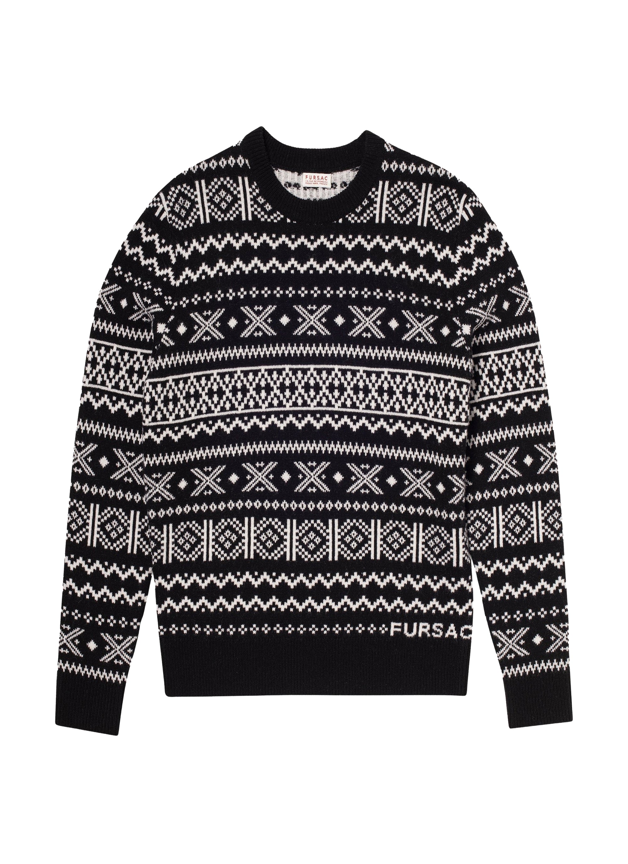 Pull à col rond en laine - Noir