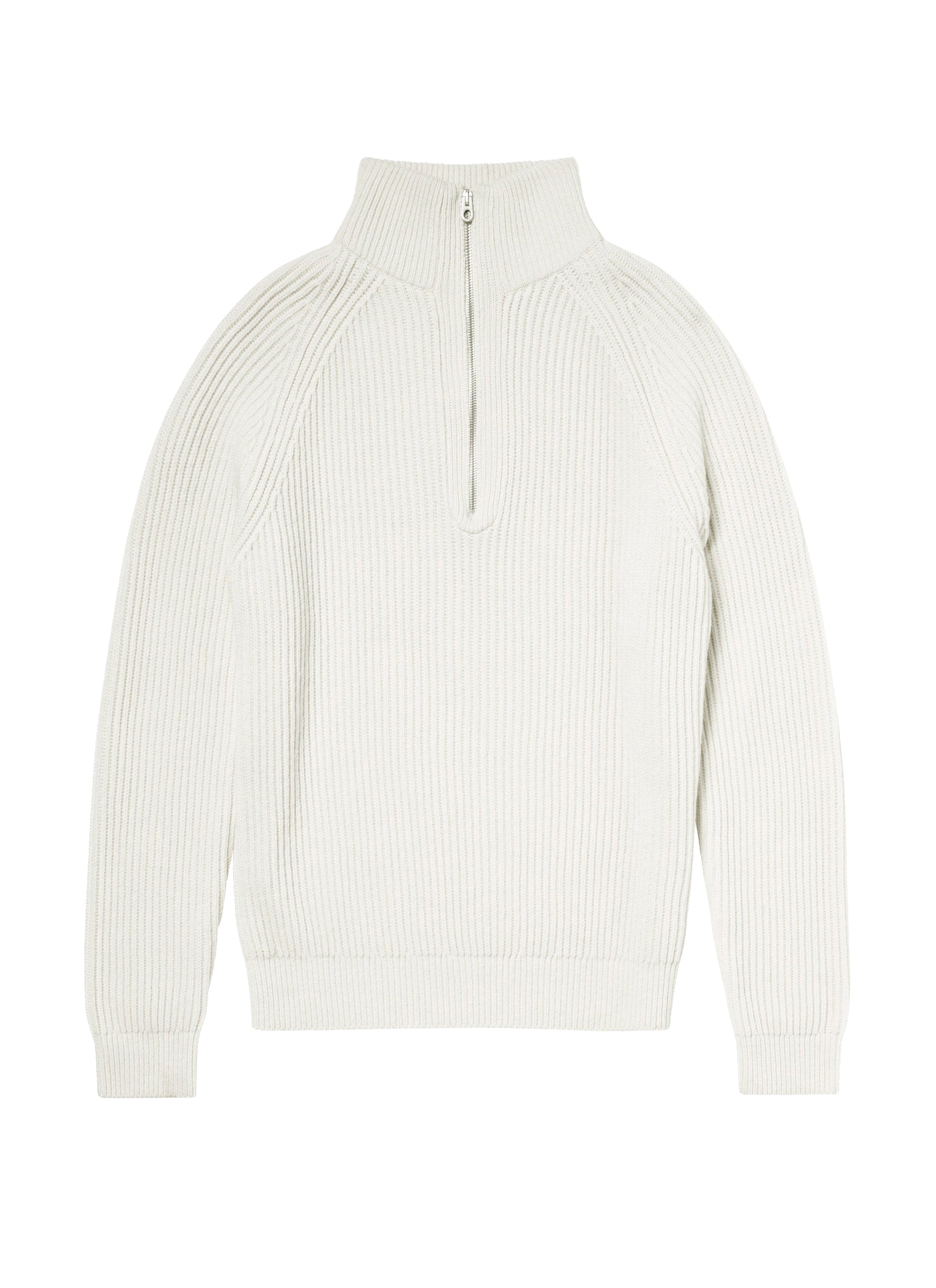 Pull côtelé à col camionneur en laine - Écru