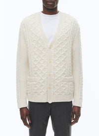 Cardigan torsadé en laine - Écru