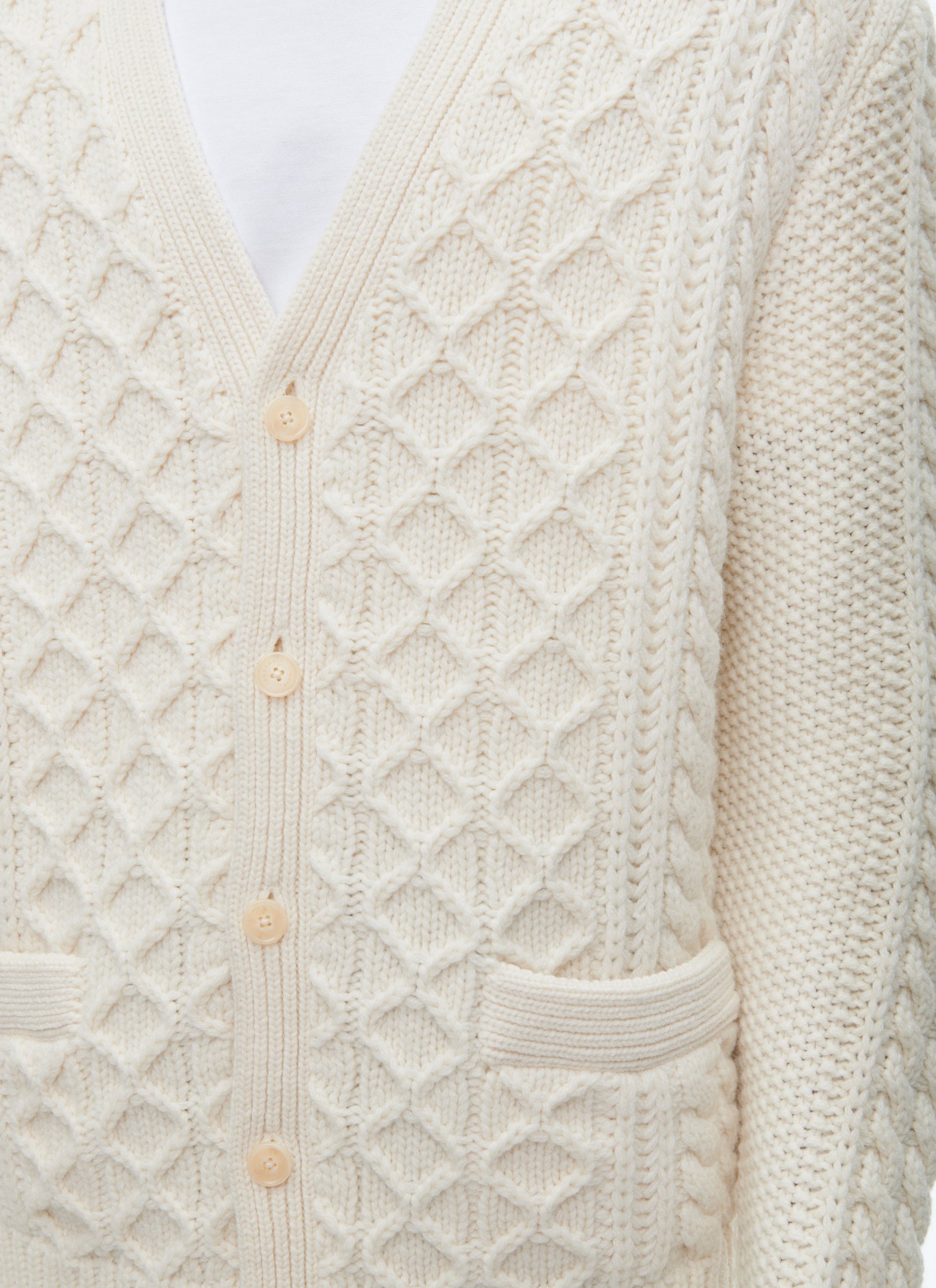 Cardigan torsadé en laine - Écru