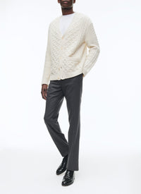 Cardigan torsadé en laine - Écru